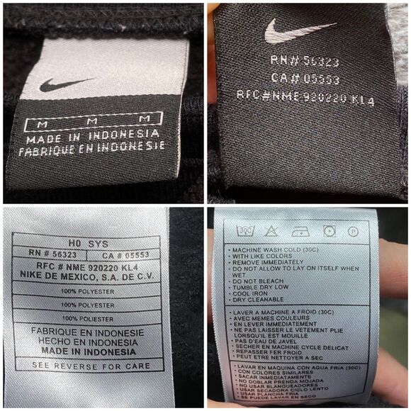 VTG 90s Y2K Nike Sweatshirt M Black Gray Terry Crewneck Center Swoosh Silver Tag - Picture 4 of 16